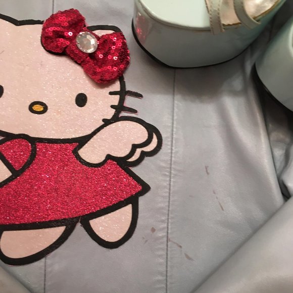 ADORABLE robins egg blue genuine leather jacket jacket with hello kitty details! - Picture 10 of 15